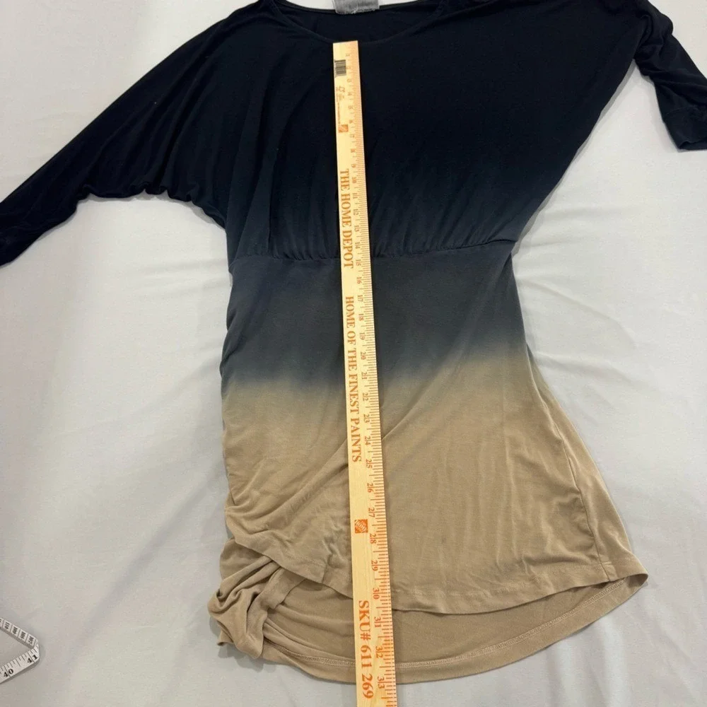 Young Fabulous‎ & Broke Ombre Dolman Mini Dress Black Tan Ruched Size M